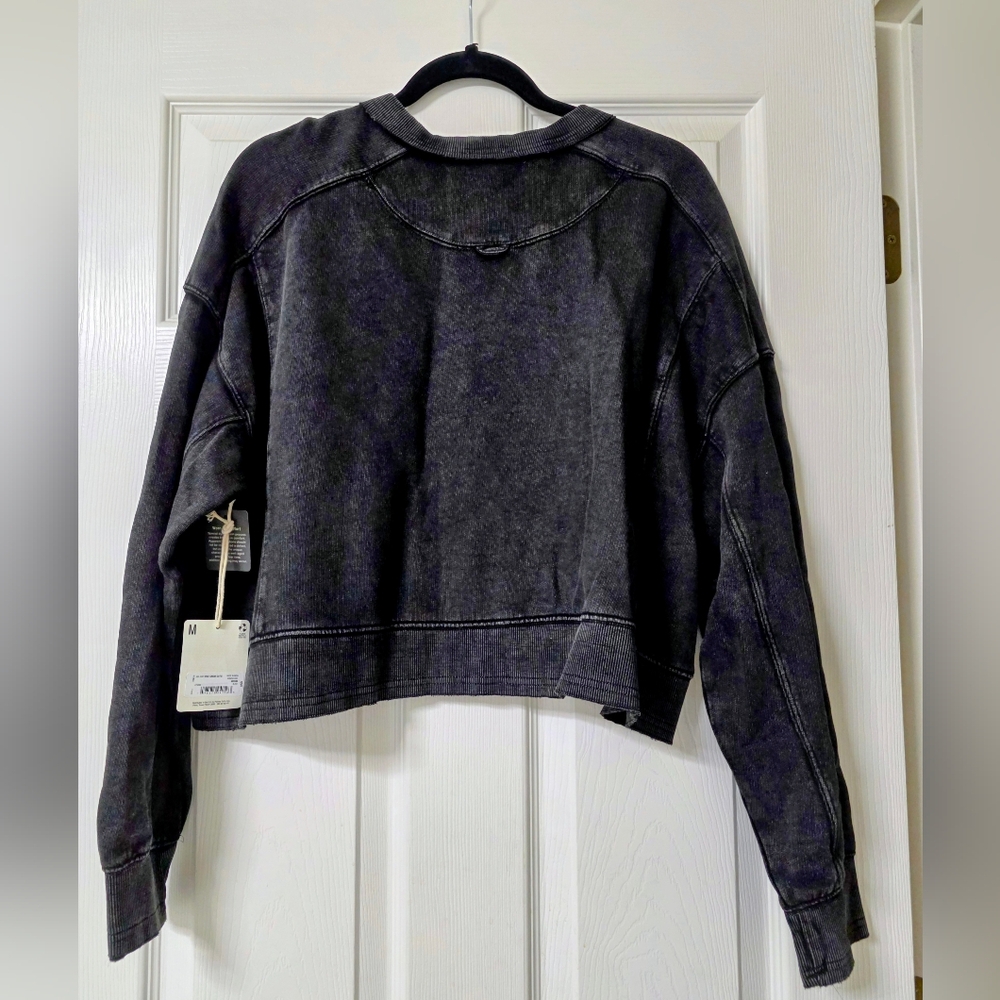 a.n.a Charcoal Cropped Sweatshirt - Picture 2 of 2